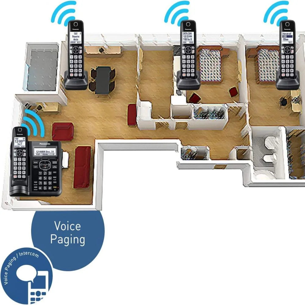 Cordless Phone with Answering Machine - 4 Handsets A7