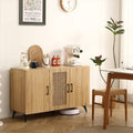 Spacious 45" Sideboard Buffet Cabinet with Rattan Mesh Doors, Durable Melamine and Carbon Steel Kitchen Storage Cabinet, Elegant Engineering Wood Frame, Versatile for Dining Room, Bedroom