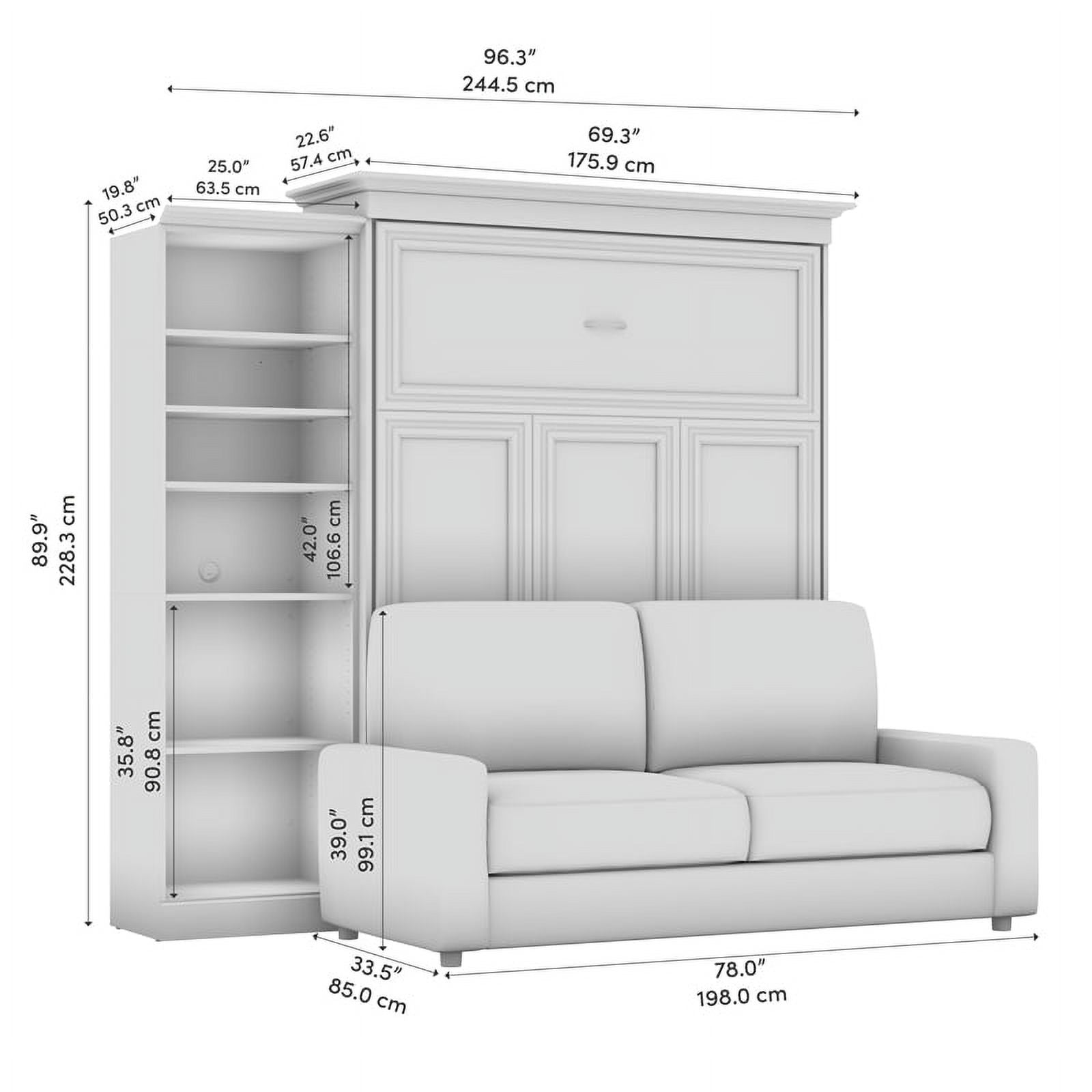 Queen Murphy Bed with Sofa Organizer Gray k7
