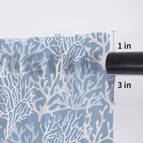 Ocean Coral Valance Curtains Sheer Rod Pocket 54x18 k7