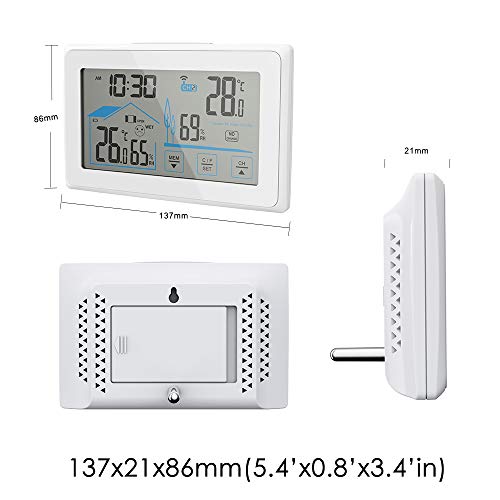 Wireless Indoor Outdoor Thermometer Hygrometer Touch Screen Digital Weather Station A7