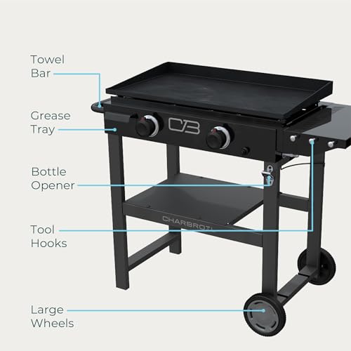 Propane Gas Griddle with Cart 2 Burner Flat Top Grill, Black 4k