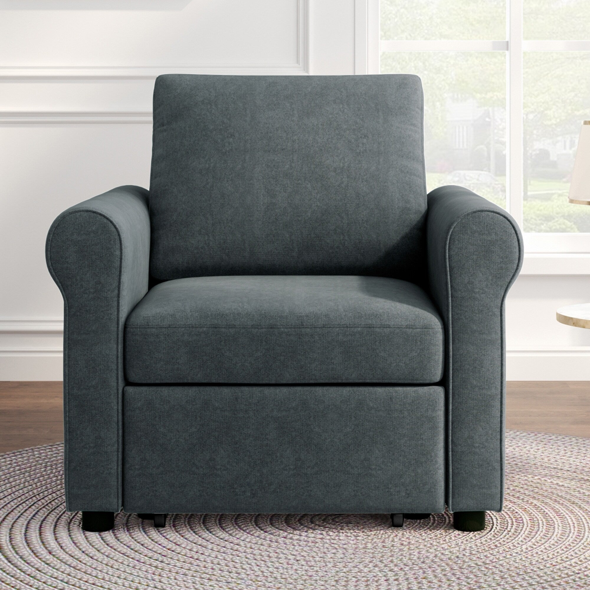 Sofa Bed Chair Convertible Sleeper with Adjustable Backrest Dark Blue k7