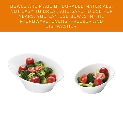 Ceramic Salad Bowls Set of 2 White 8.3 & 6 Inch q7