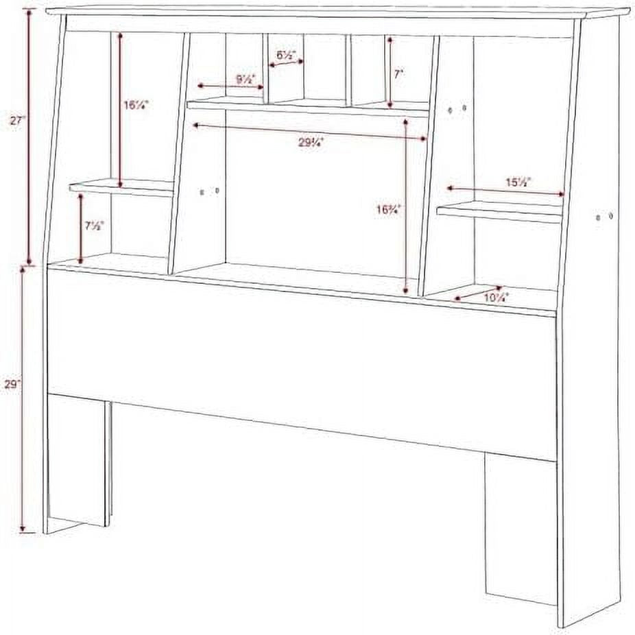 Wood Slant-Back Bookcase Headboard Black k7