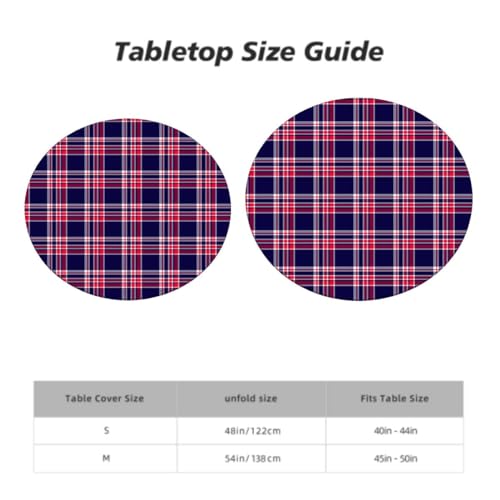 Multicolor Tartan Fitted Round Tablecloth 45-50 Inch A7