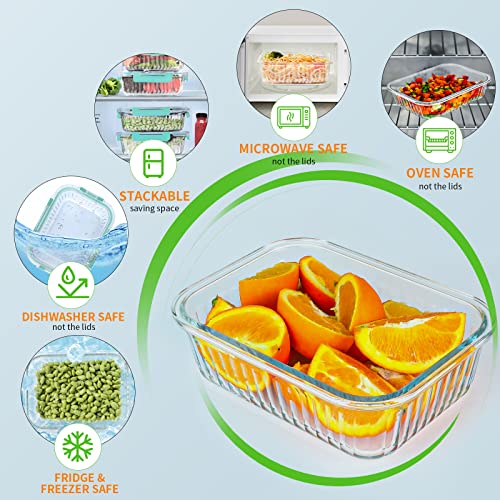 5 Pack 36 oz Glass Food Storage Containers with Lids Airtight Bento Boxes k7