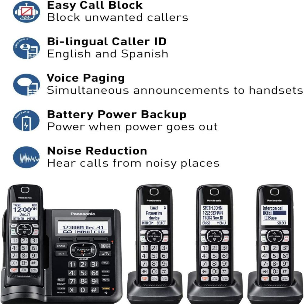 Cordless Phone with Answering Machine - 4 Handsets A7