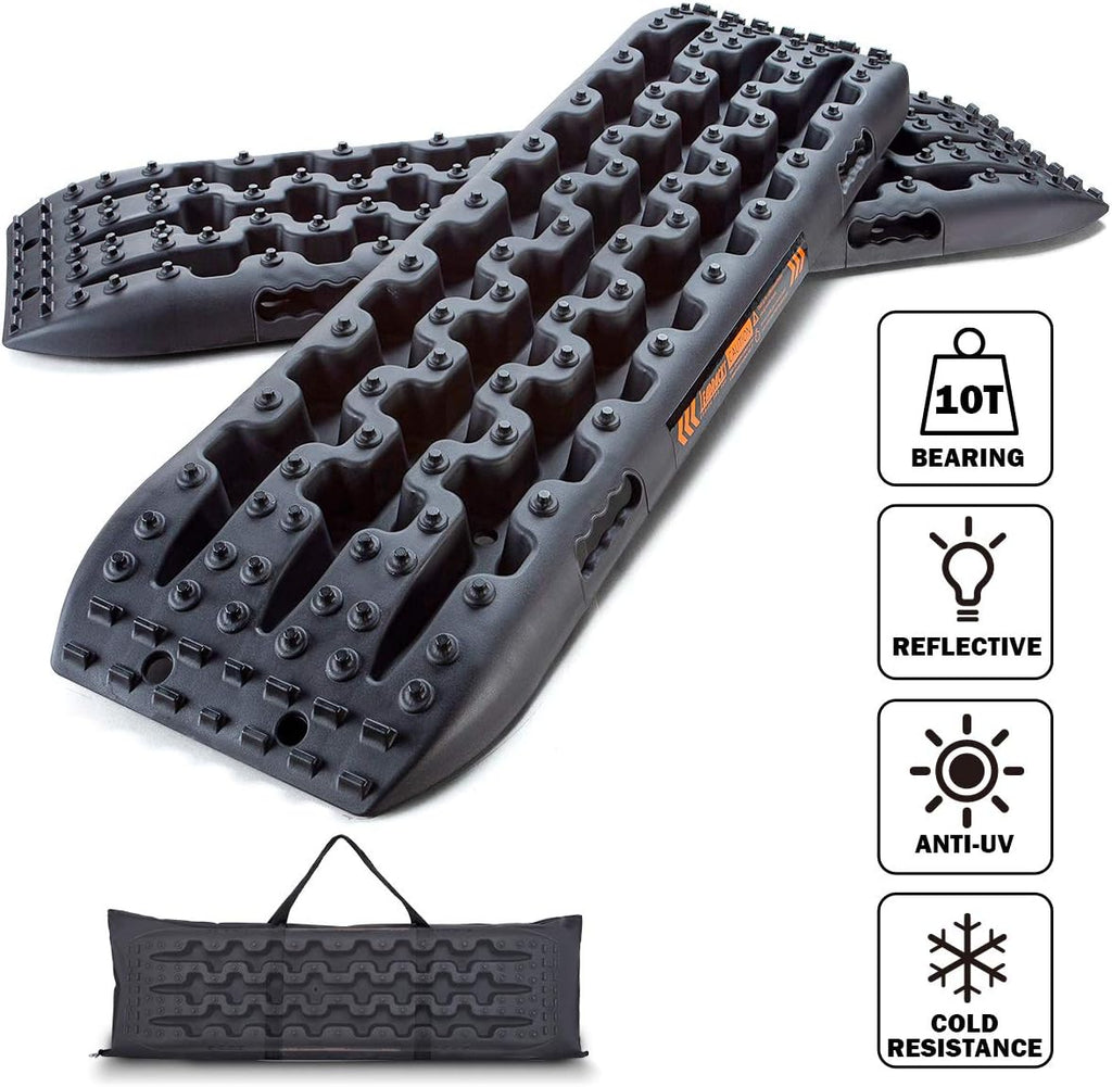 LEADRACKS Traction Boards for Off-Road Truck, Cars, Sand, Snow, Mud, 4X4 Recovery Traction Mats for Tire Traction Track Tool & Vehicle Extraction with Safety Reflective Stickers and Bag, 2 Pcs, Green