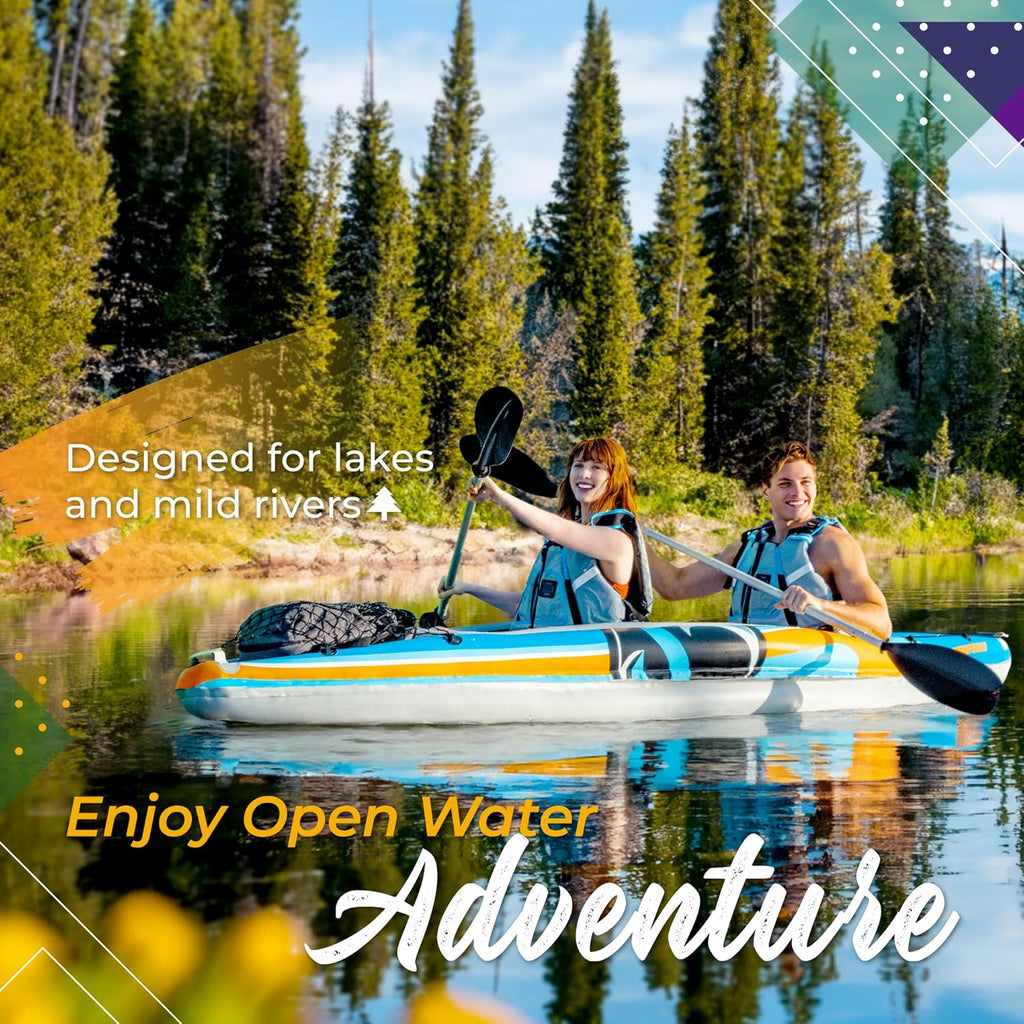 Inflatable Tandem Kayak with Aluminum Oars and Pump 7k