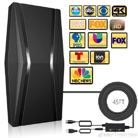 TV Antenna Indoor Amplified 420 Mile Range 4K 1080p 30ft Coax Cable Pack of 2 k7
