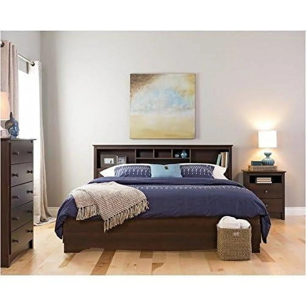 Wood Bookcase Headboard Espresso K7