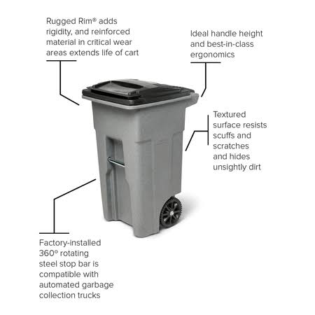Trash Can with Quiet Wheels and Attached Lid k7