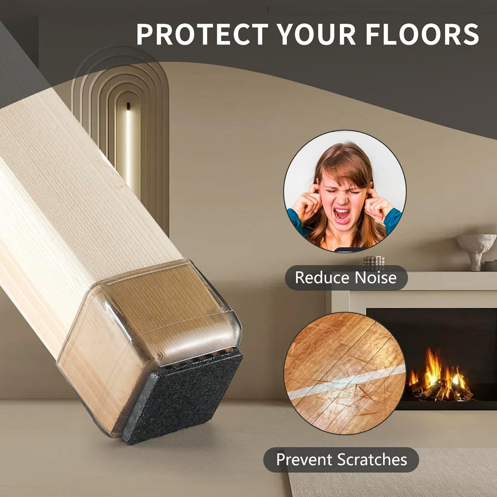 24 Square Chair Leg Floor Protectors Felt Furniture Pads Reduce Noise a7
