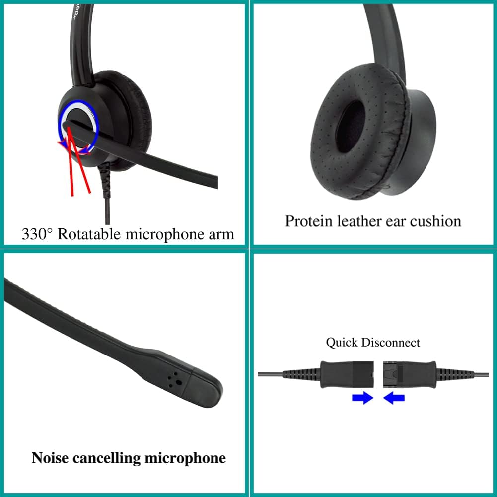 VoIP Headset Noise Cancelling HD Voice 3.5mm Adapter Binaural k7