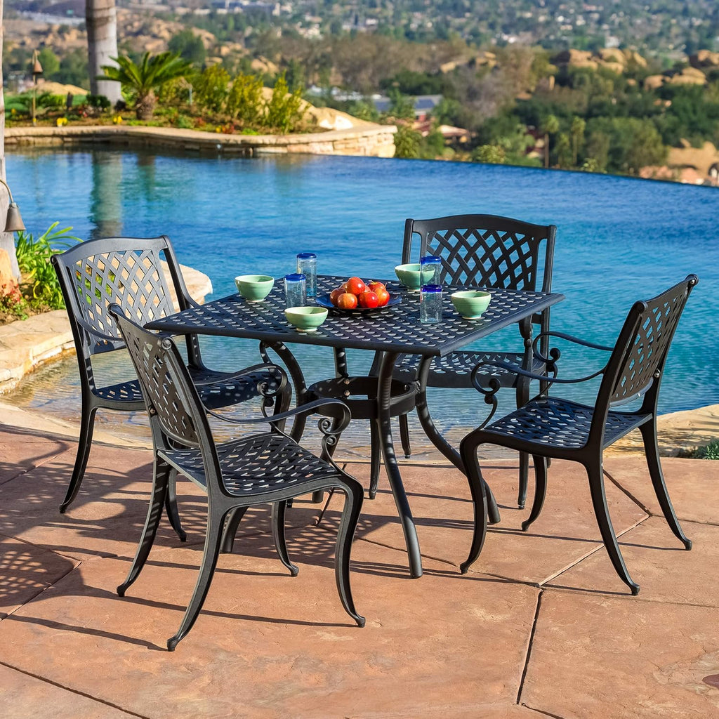 Outdoor Dining Set 5-Pcs Black Sand a7