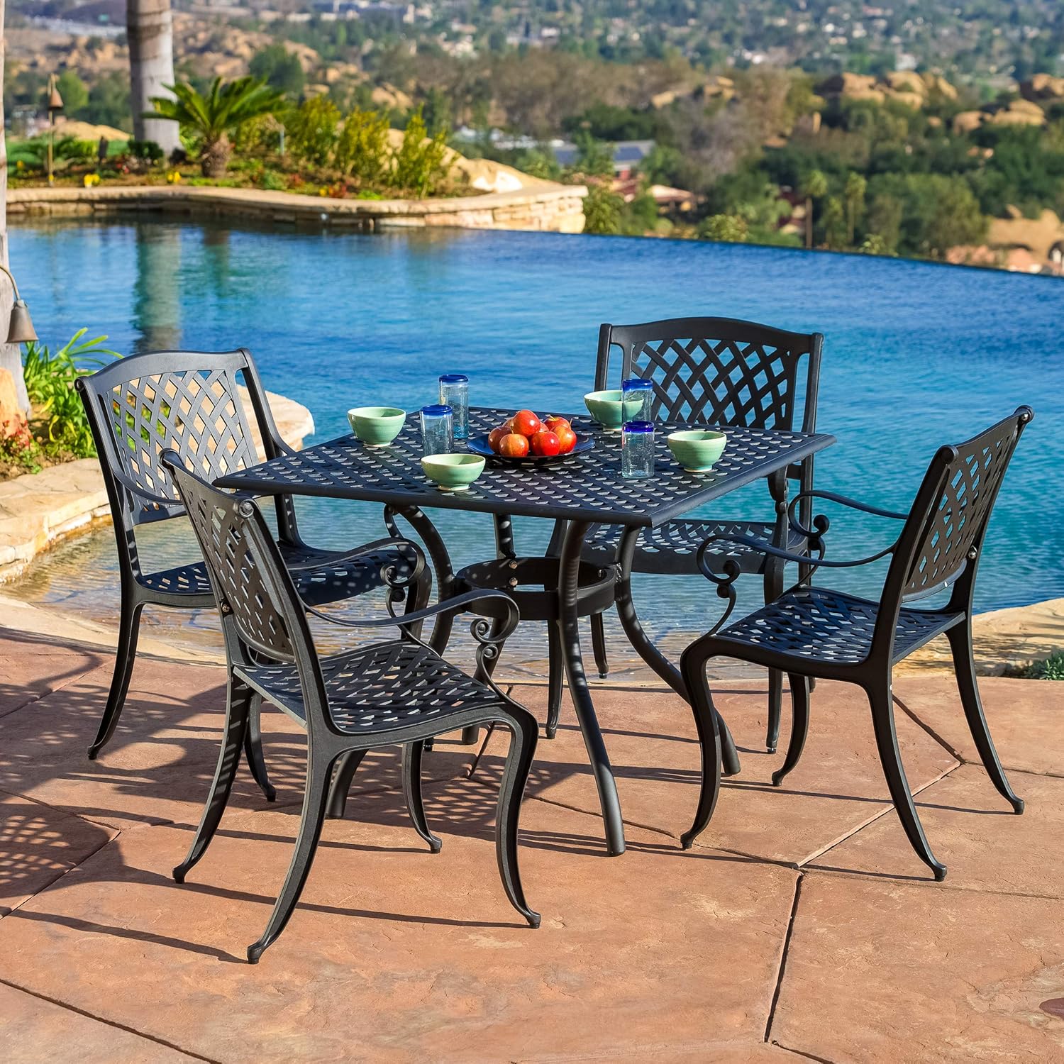 Outdoor Dining Set 5-Pcs Black Sand a7
