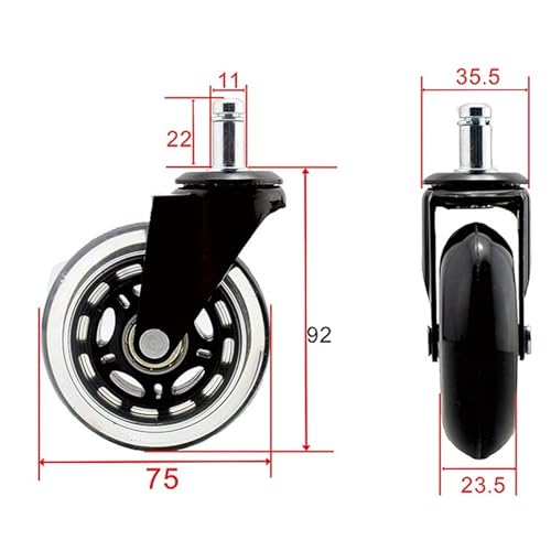 Office Chair Replacement Caster Soft Rubber Wheels Universal Roller K7m