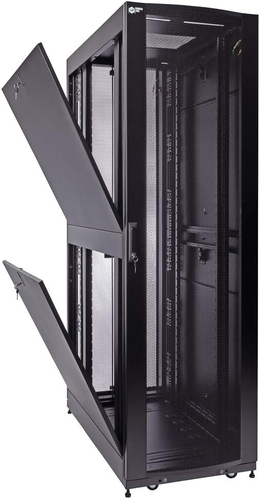 42U Server Rack Cabinet 1000mm Depth Perforated Door Black k7