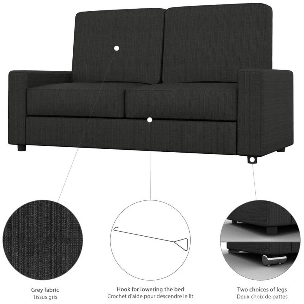 Contemporary Wood Full Murphy Bed with Sofa White Gray a7