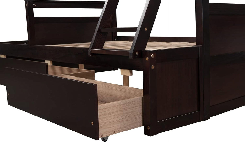 Bunk Bed with Storage and Drawers, Convertible to Two Beds 7k