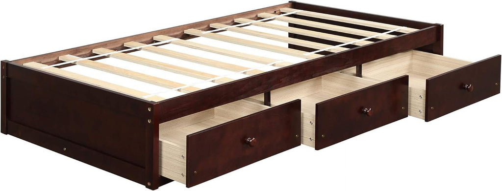 Storage Bed with 3 Drawers Wood Platform Frame k7