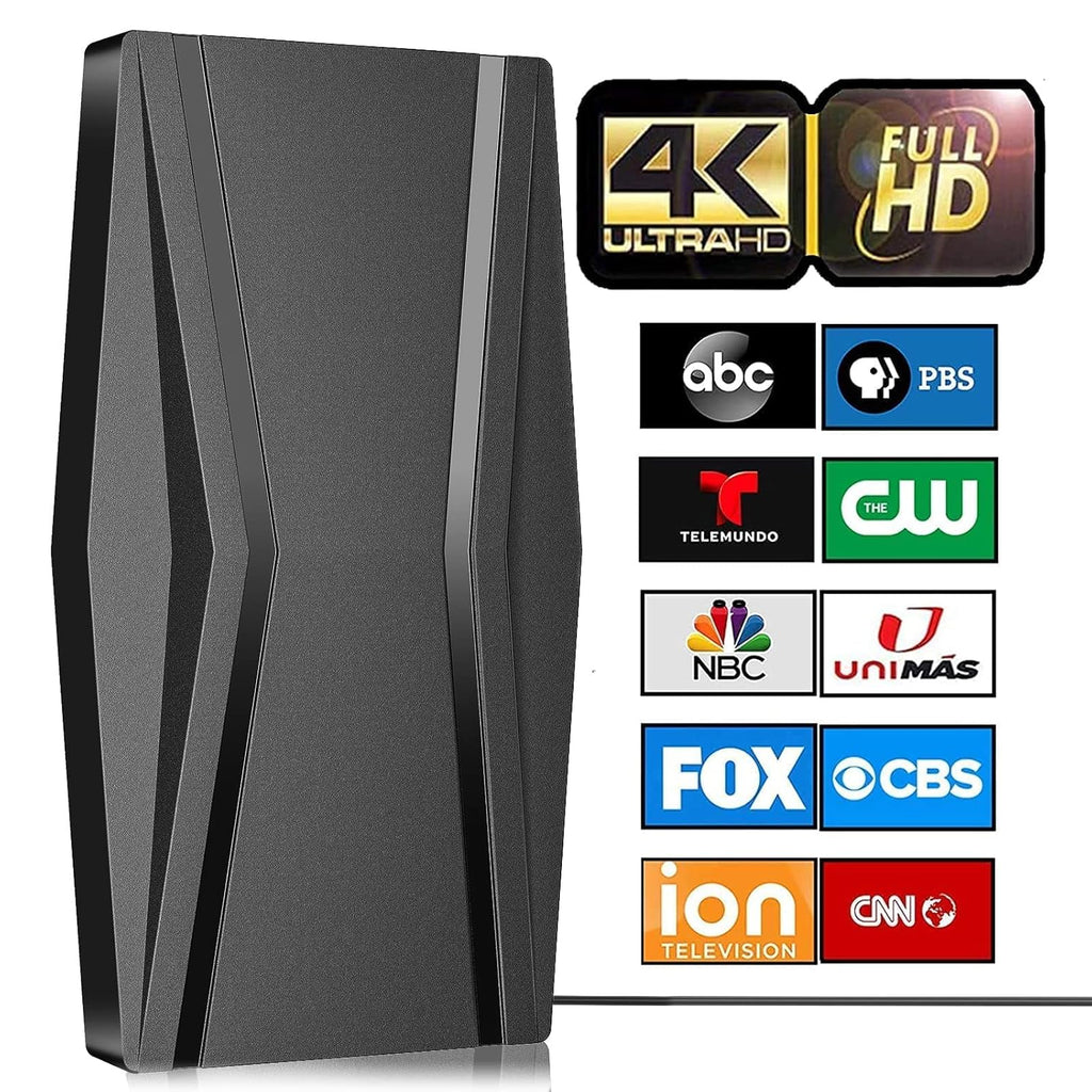 TV Antenna- Amplified Digital TV Antenna Indoor 420 Miles Range-Support 4K 1080p Fire tv Stick and All Older TV's- Smart Switch Amplifier Signal Booster-30ft Coax HD TV Cable Pack of 2