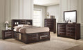Contemporary King Size 4pc Captains Bed Set Storage Drawers Cherry Finish Wooden Bedroom
