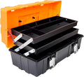 Torin 18-inch Tool Box,Portable Steel / Metal Tool Box with 5-Tray Cantilever Tool Organizer,ANTBC-128B,Red Pack of 2