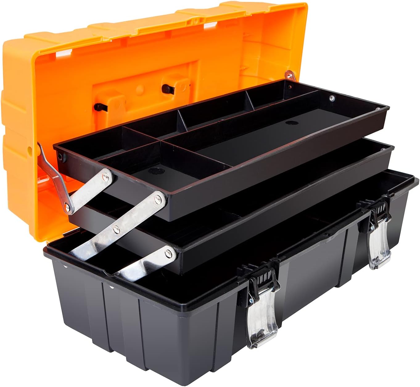 Torin 18-inch Tool Box,Portable Steel / Metal Tool Box with 5-Tray Cantilever Tool Organizer,ANTBC-128B,Red Pack of 2