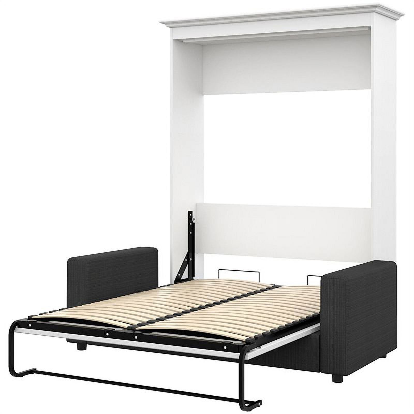 Contemporary Wood Full Murphy Bed with Sofa White Gray a7
