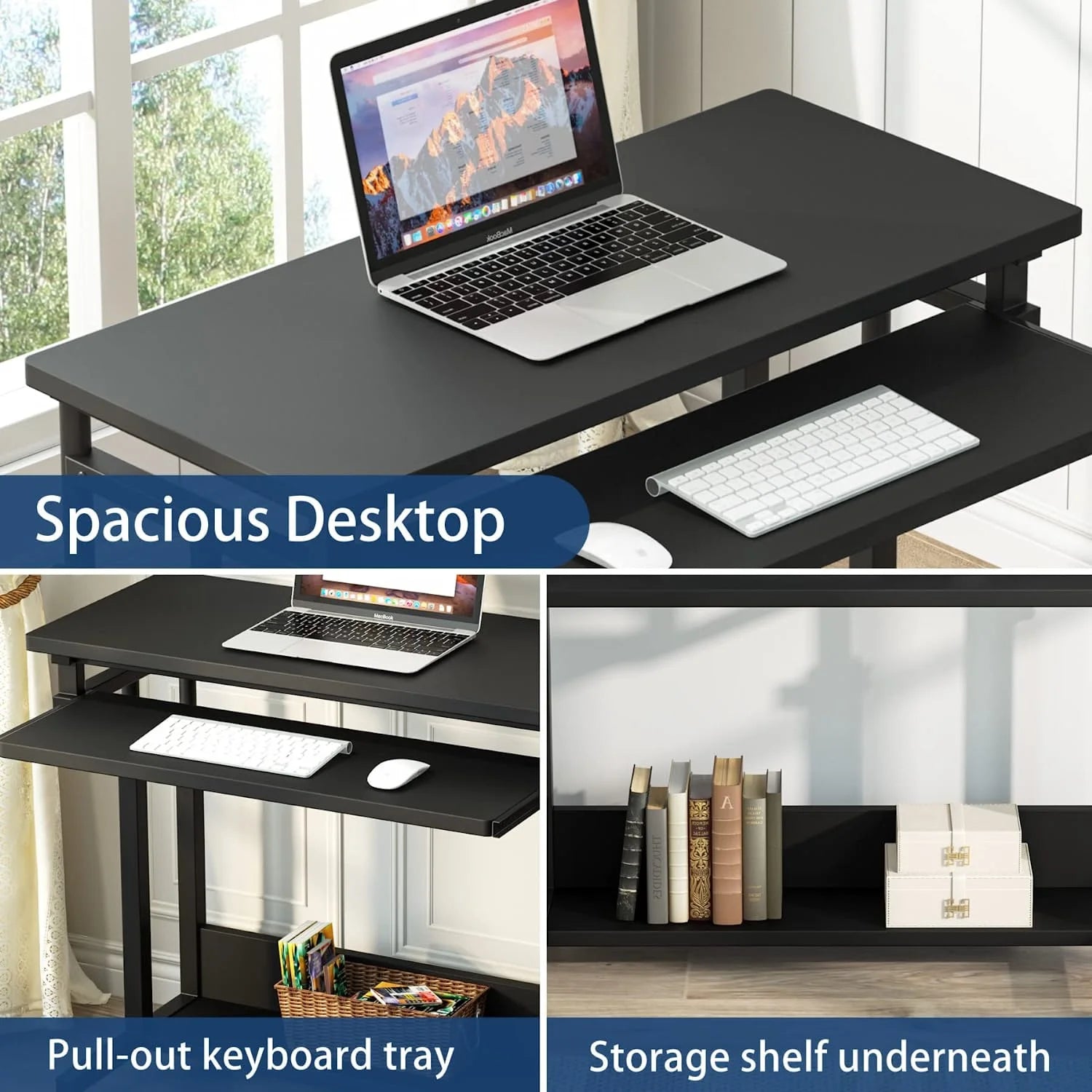 Adjustable Rolling Laptop Cart with Keyboard Tray k7p
