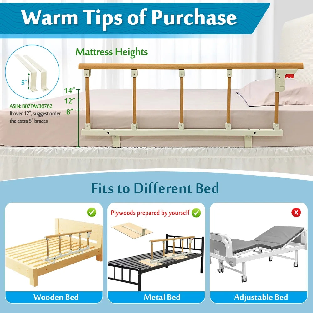 Bed Rail for Elderly Adults Safety Handle Fold Down 47x18 K7m