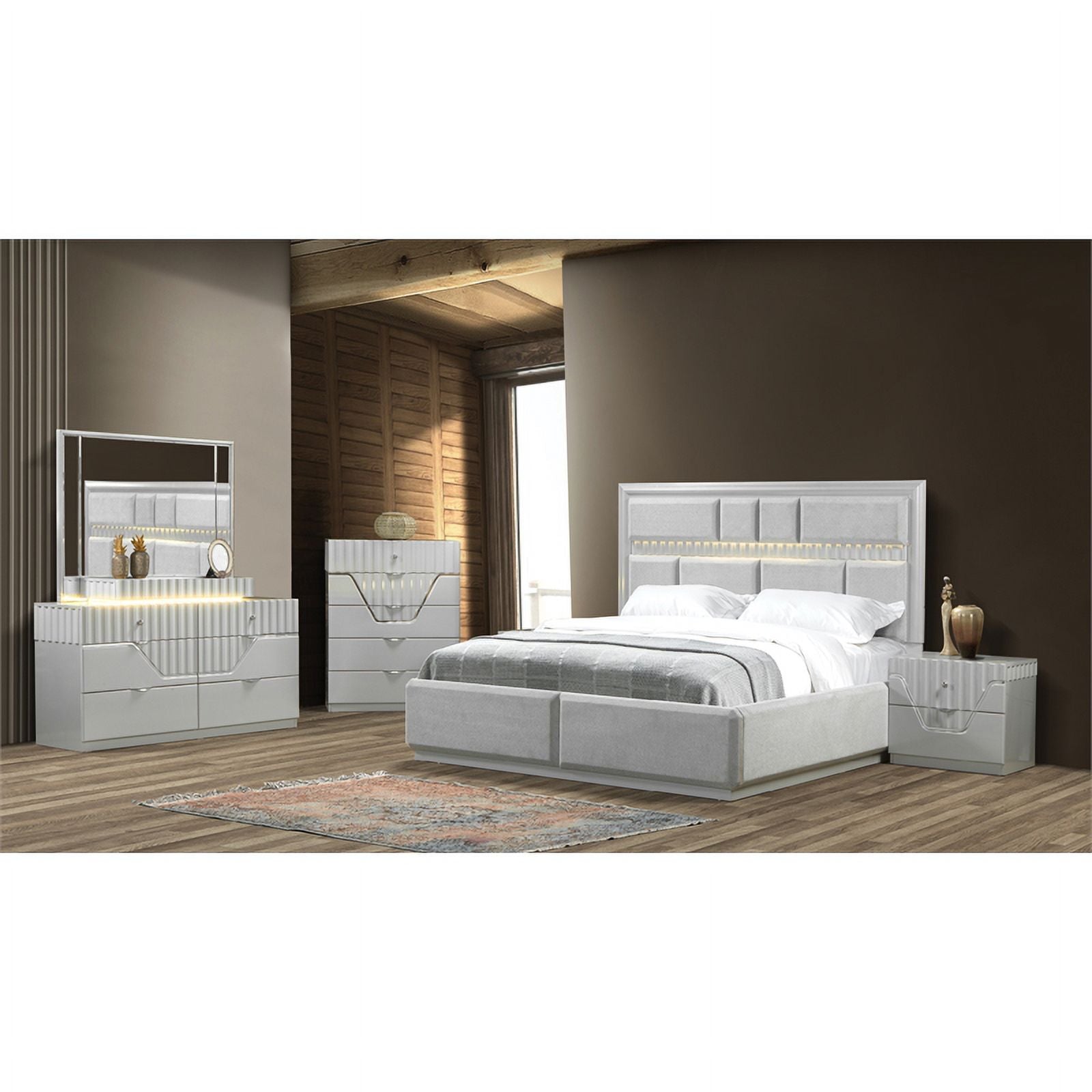 Modern 2-Drawer Nightstand Wood Gray k7