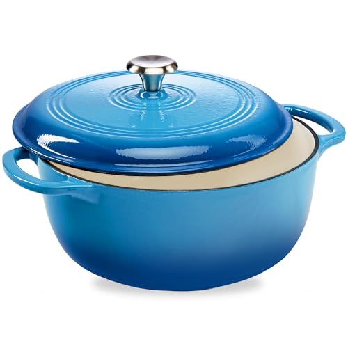 Best Choice Products 6 Quart Enamel Cast-Iron Round Dutch Oven, Family Style Heavy-Duty Pre-Seasoned Cookware for Home, Kitchen, Dining Room, Oven Safe w/Lid, Dual Handles - Cabernet Red
