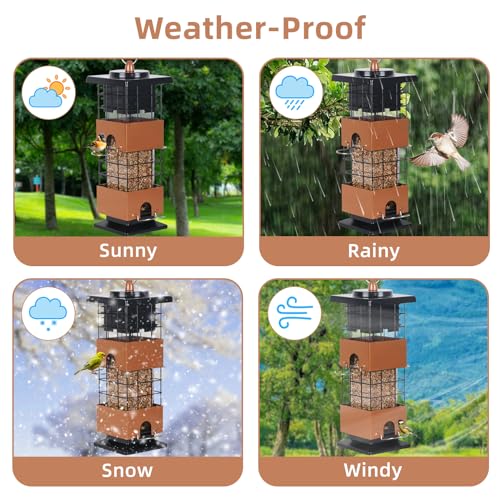 Bird Feeder Squirrel Proof Hanging Metal Outdoor Large Capacity 7k