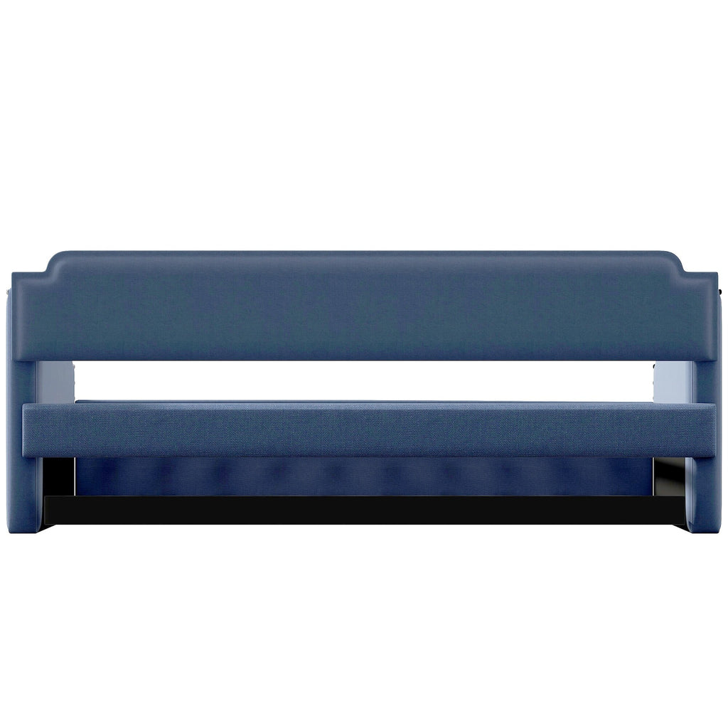 Twin Upholstered Daybed with Trundle Blue k7
