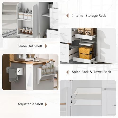 Kitchen Island Cart with Storage and Drop Leaf 7q