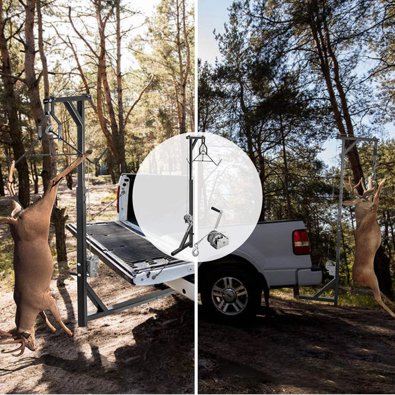Deer Hoist for Truck Hitch, 400lbs Capacity, 2'' Receiver with Winch Lift A7k