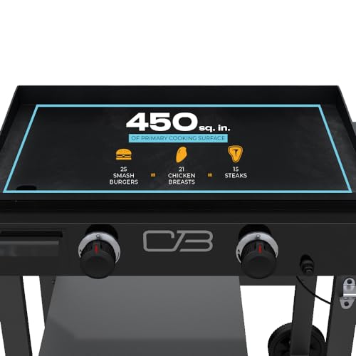 Propane Gas Griddle with Cart 2 Burner Flat Top Grill, Black 4k