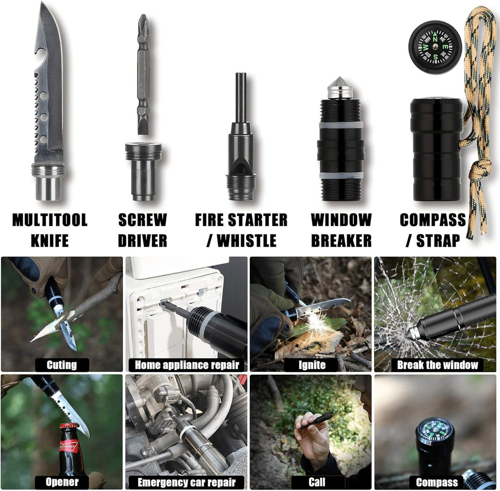 Survival Shovel Multitool with Carry Pouch, Folding Camping Tool 7k