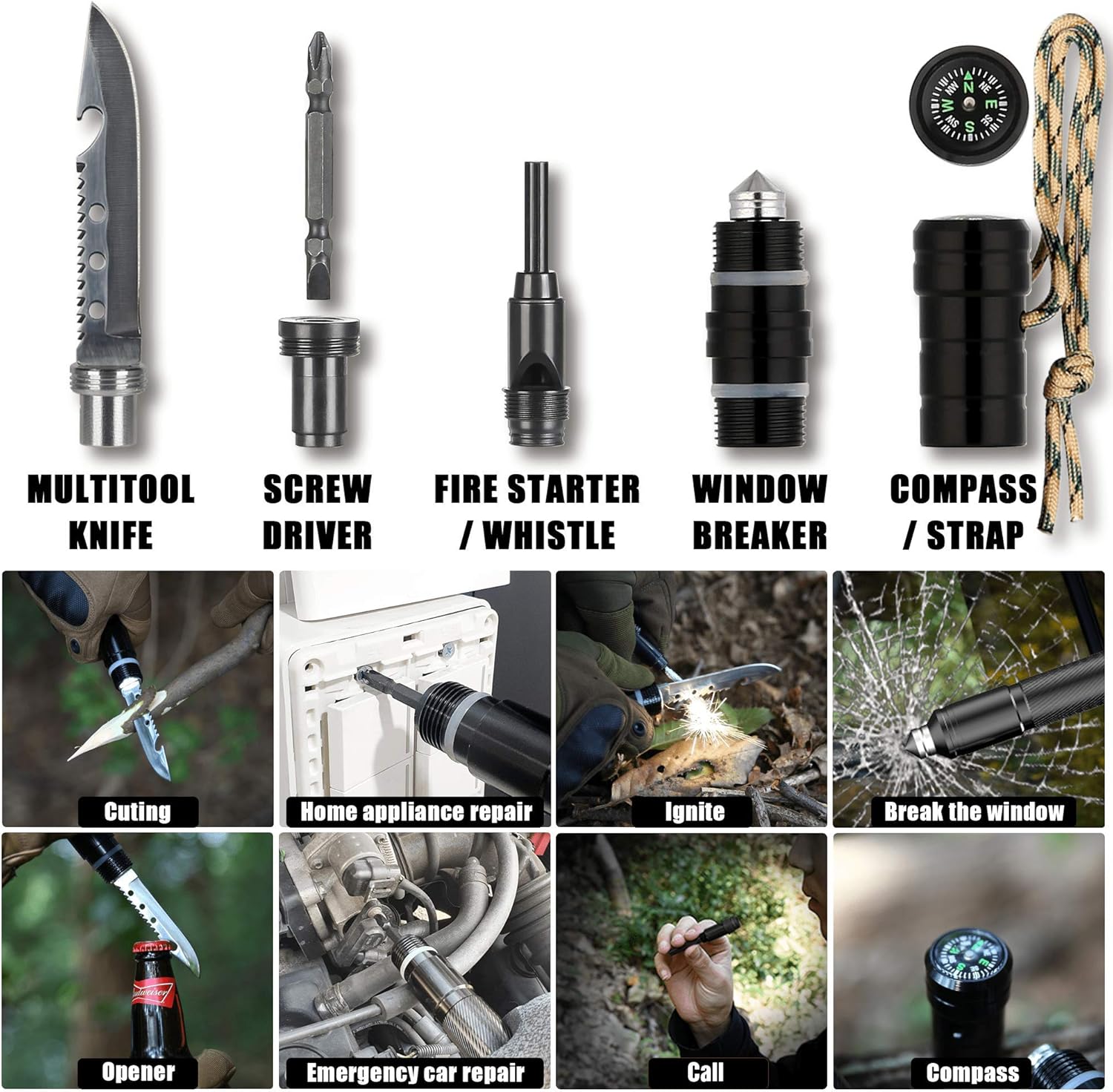 Survival Shovel Multitool with Carry Pouch, Folding Camping Tool 7k