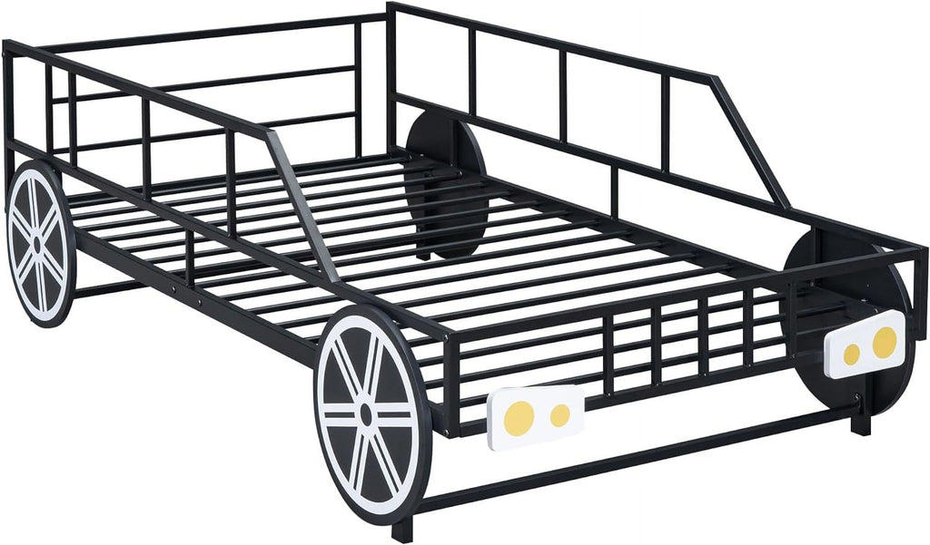 Car Bed with Rails and Wheels Black k7