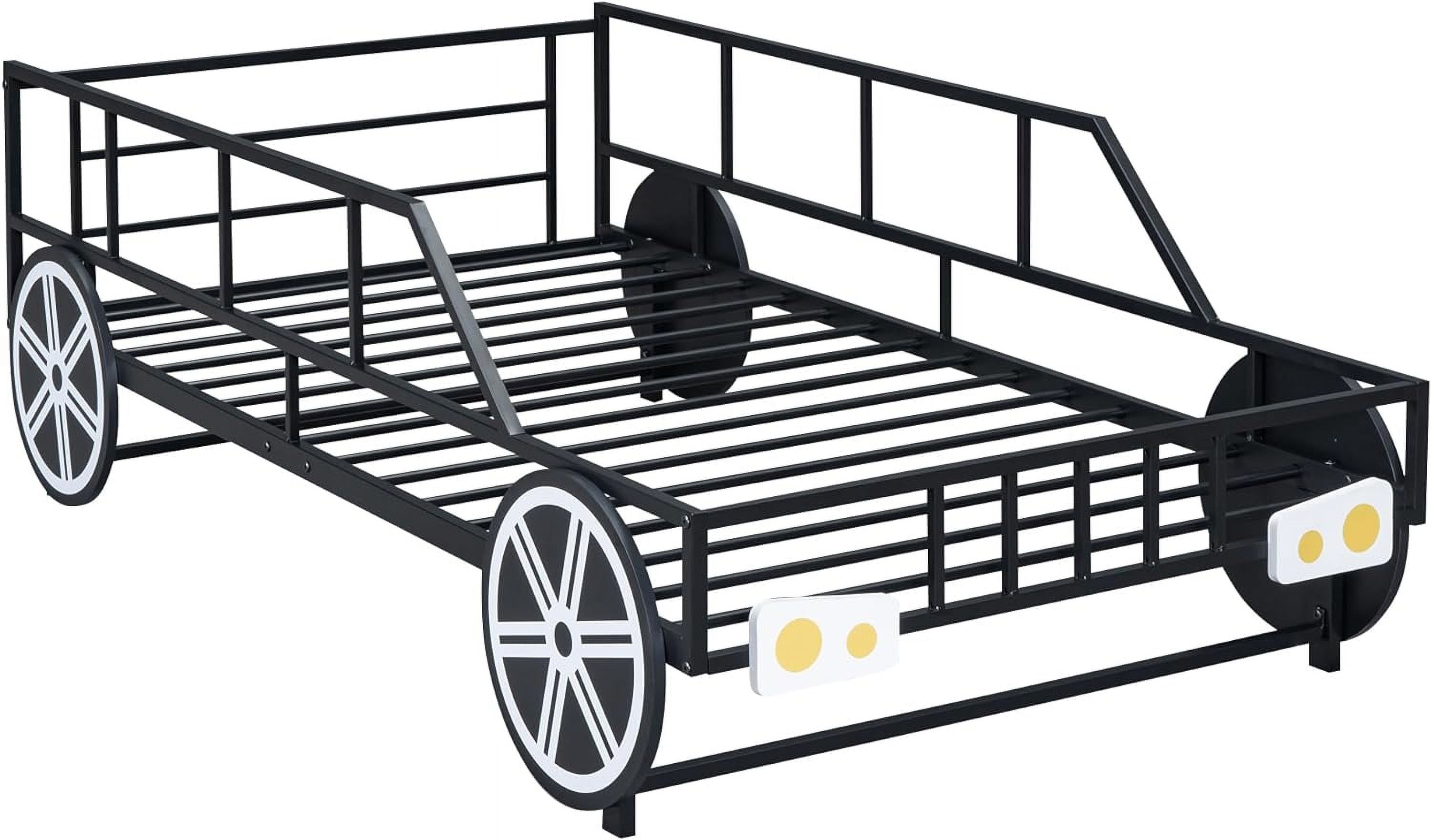 Car Bed with Rails and Wheels Black k7