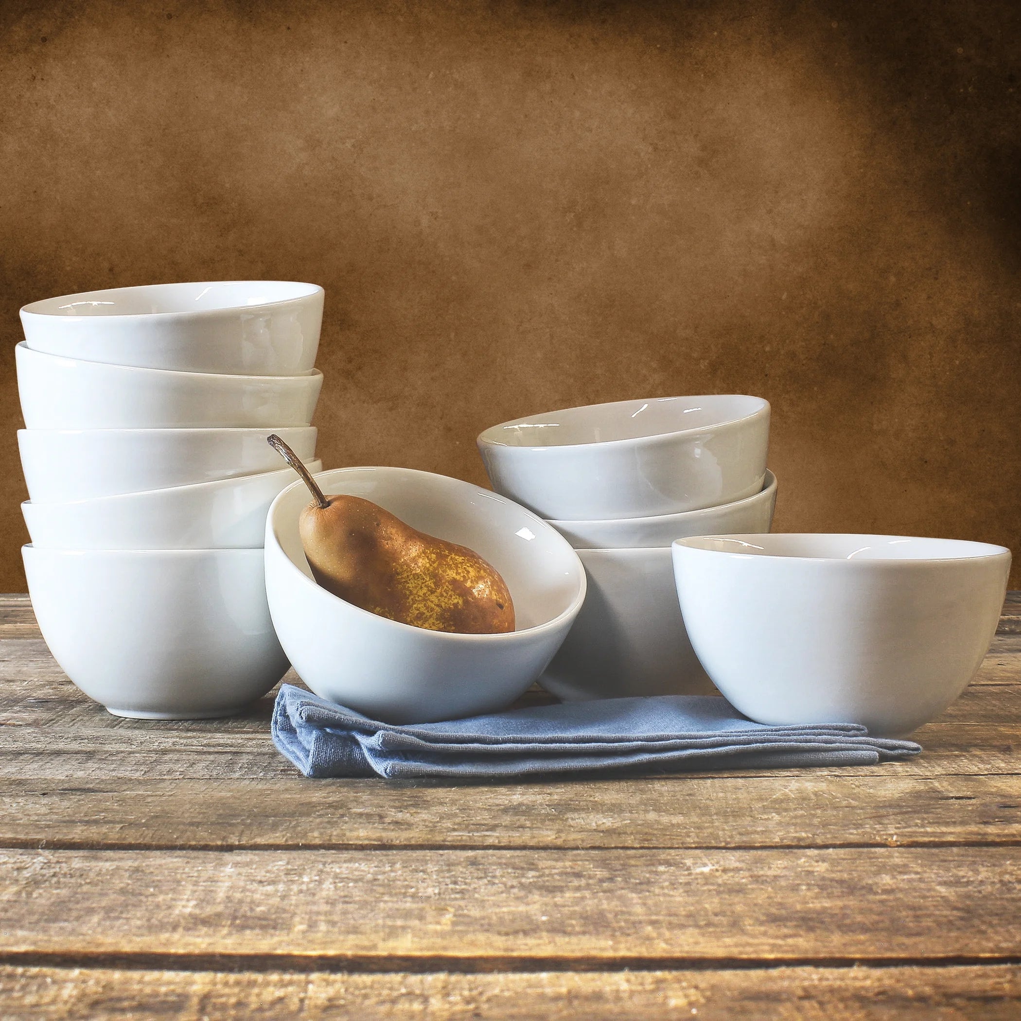 White Ceramic Cereal Bowls 10 Pack A7