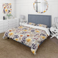 DESIGN ART Designart "Purple Antique Floral Garden Meadow" Yellow Floral bedding covert set with 2 shams Twin