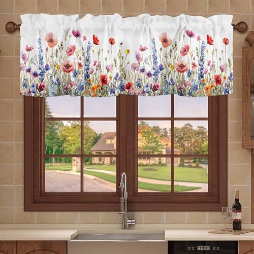 Floral Window Valance Rod Pocket 42x12 Inch a7