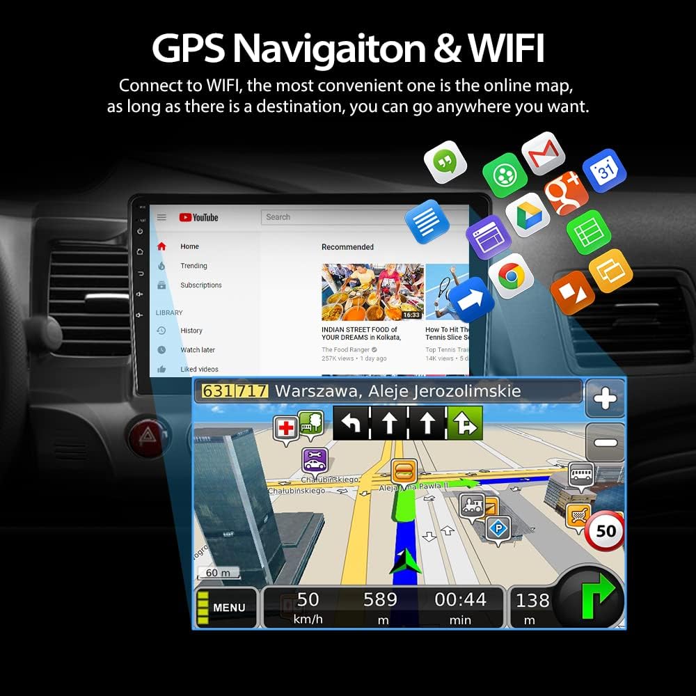 Car Stereo 10.1 Inch Touch Screen Radio with Navigation Bluetooth Fm7