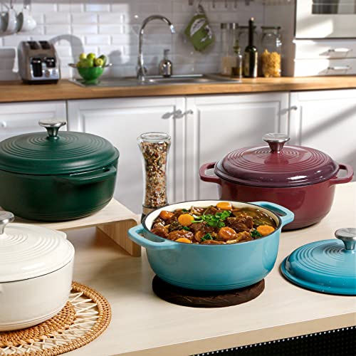Enameled Cast Iron Dutch Oven with Lid 3-Quart Red a7