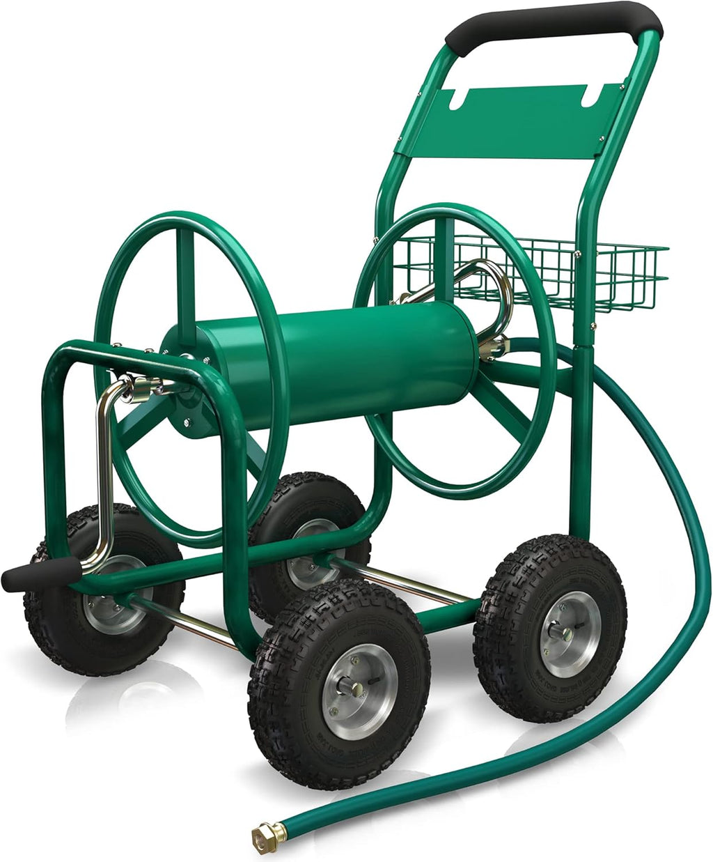 IMPACTHOR Garden Hose Reel Cart With Wheels, Heavy Duty Garden Cart, Waterproof Cover | Spool up to 250 Feet 5/8 Inch Hose | Stainless Steel With Brass Couplings |